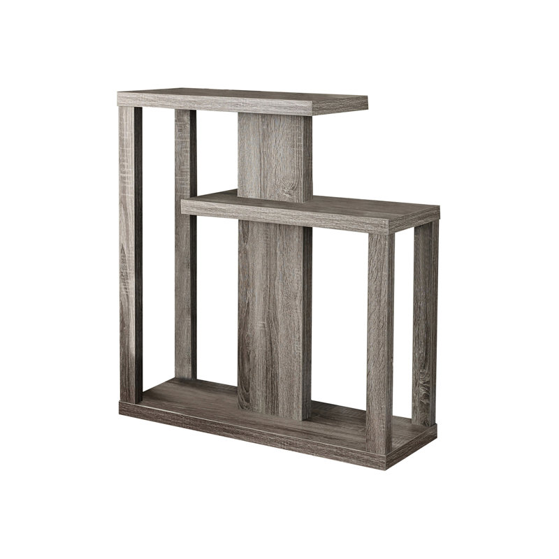 Table d'appoint de salon - Style moderne étroit avec stratifié taupe, finition foncée pour console décorative à trois niveaux