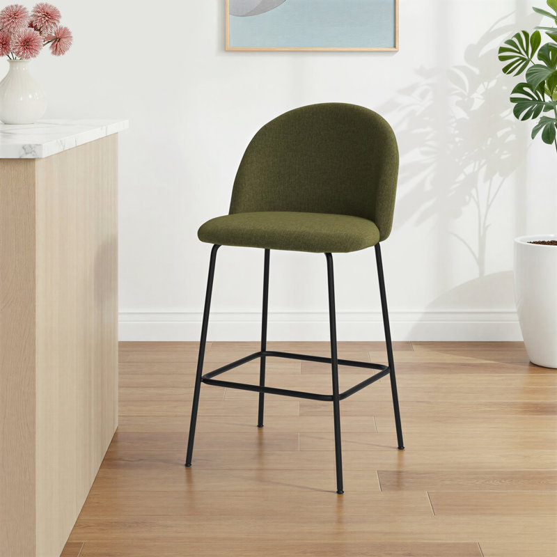 Ballance 25'' Upholstered Low Back Counter Stool, Green Basketweave