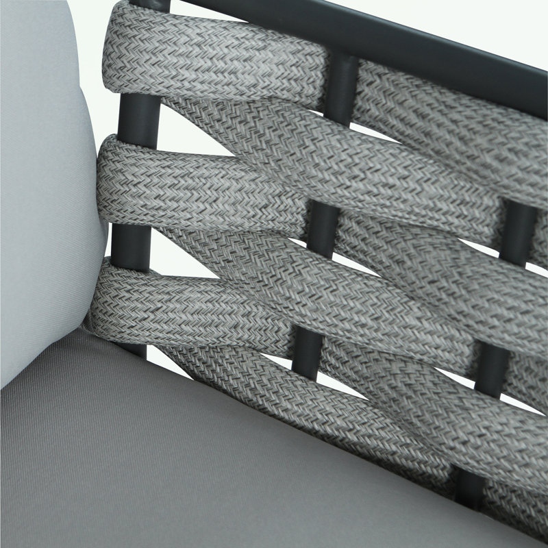 Ensemble de causeuse d'extérieur 2 pièces avec coussins moelleux, Gris, Gris