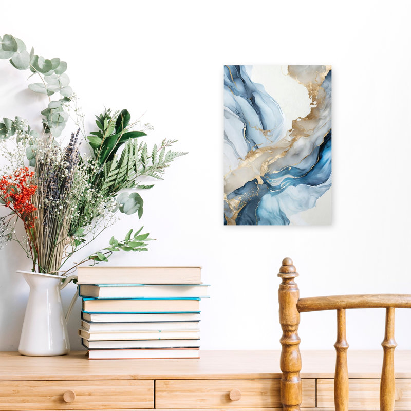 Blue Art Marble II 1 Piece Wrapped Canvas Wall Art, 45.72cm H x 30.48cm W