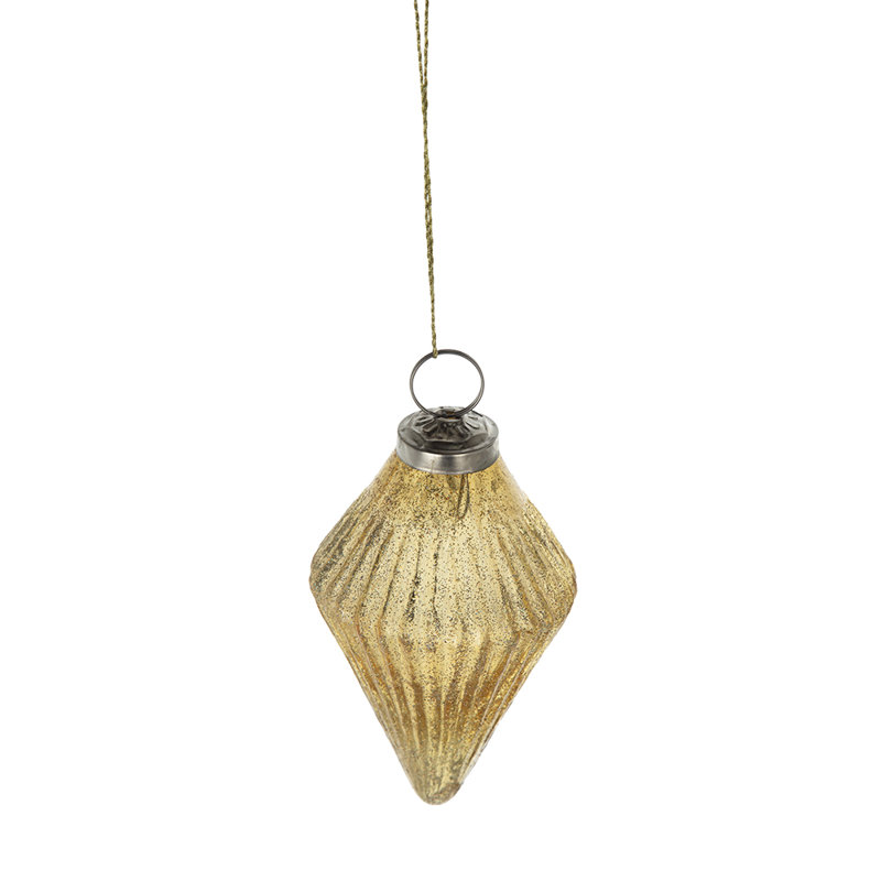 Ensemble de 6 boules de Noël en verre doré | Suspension décorative 4,4 po
