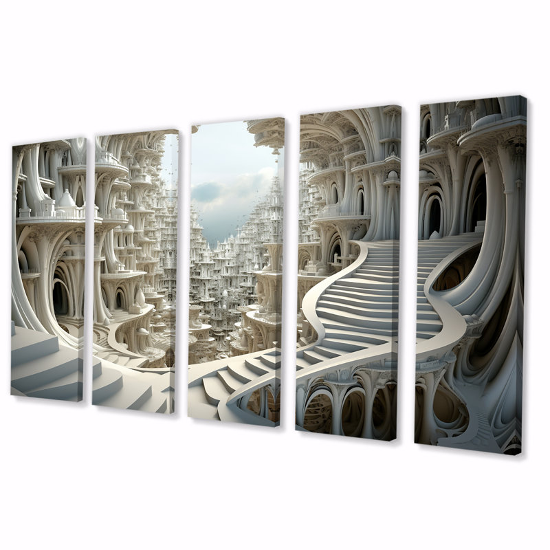 Ensemble de 5 pièces de décor architectural, H 32 po x l 80 po