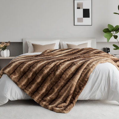 Luxury Faux Fur Blanket - Super Thick Warm Long Fluff Fuzzy Throw Blanket for Bed