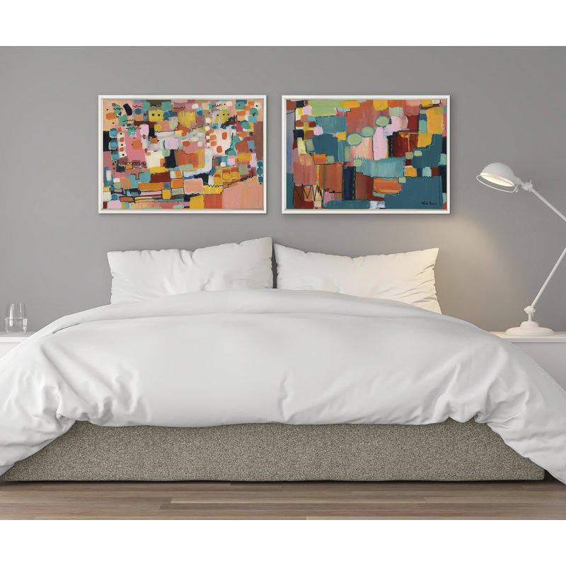 "Sunset Fiesta Set No 1" et "Sunset Fiesta Set No 2" par Leah Nadeau, ensemble d'art mural sur toile encadrée