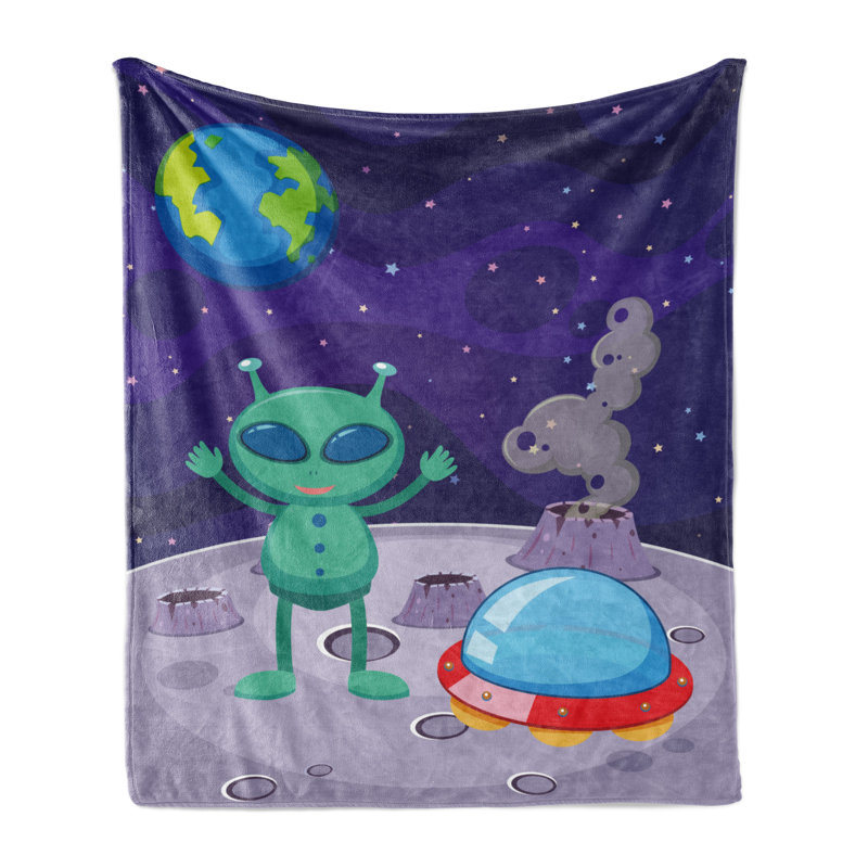 Ambesonne Alien Fleece Throw Blanket Vertical Shot Space Setting Multicolor