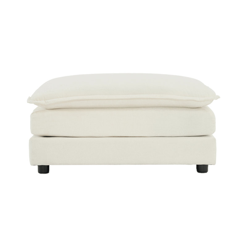 Repose-pieds en tissu chenille à combiner avec un canapé 2 places, un canapé 3 places et un canapé 4 places, Blanc
