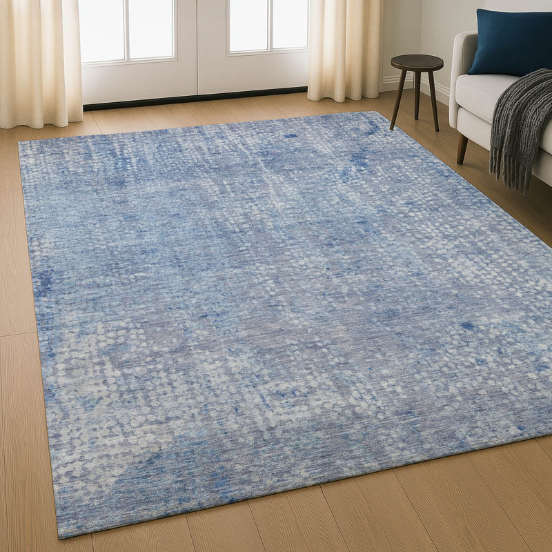 Premium Machine Washable Mayfield AMF2087 Abstract Rug, Blue, 9' x 12'