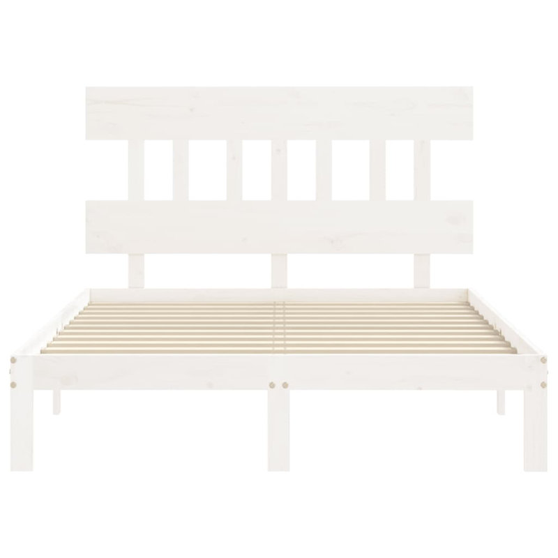 Bed Frame with Headboard, White, European Double (140 x 200cm)