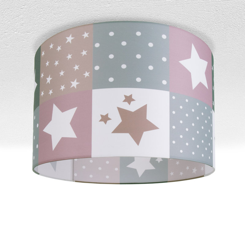 Cauley Fabric Flush Ceiling Light, 24.5cm H x 38cm W x 38cm D, Pink/Grey