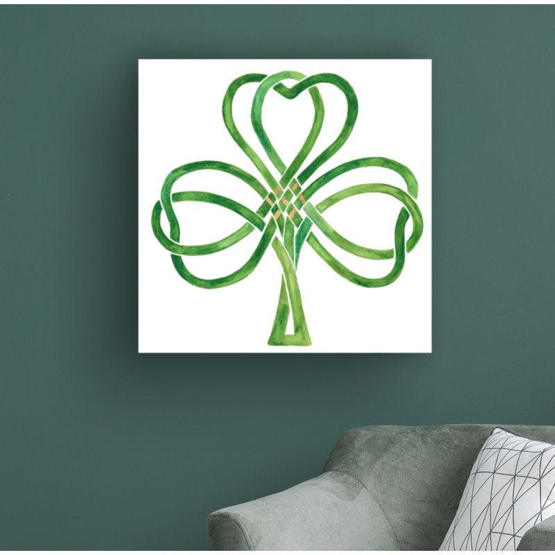 «Shamrock IV doré» par Victoria Borges - peinture sur toile tendue, H 14 po x l 14 po x P 2 po
