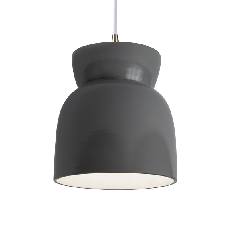Luminaire suspendu sablier Breeona, Gris brillant, Laiton antique