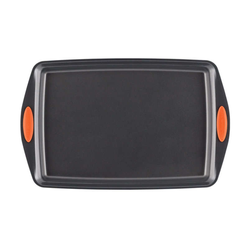 Gray Nonstick Aluminum and Carbon Steel Baking Sheet with Orange Grips