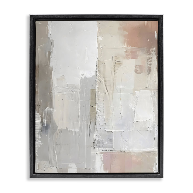 Cadre flottant neutre abstrait, design par Riley B, Cadre flottant noir de jais, H 21 po x l 17 po