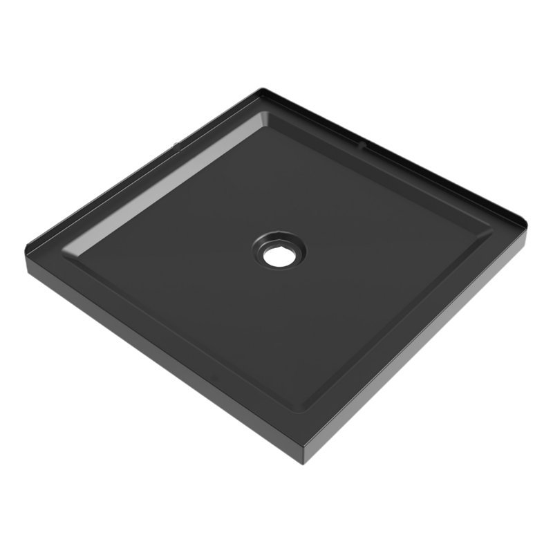 36-Inch X 36-Inch Black Shower Base 3.5-Inch Height Non-Slip Acrylic Center Drain Double-Threshold Shower Base