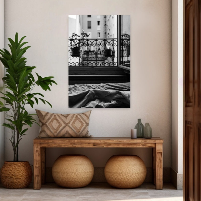 Balcon, paysage contemporain abstrait, art naturel, H 48 po x l 32 po