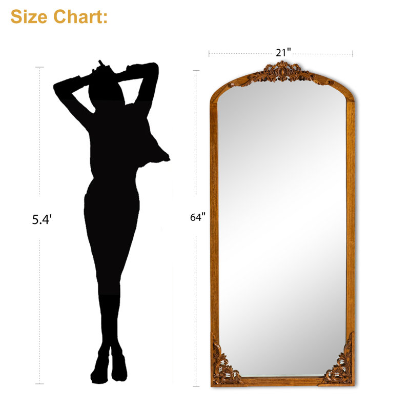 Miroir mural en bois massif Anjulie, 64 po x 21 po, Gris anthracite