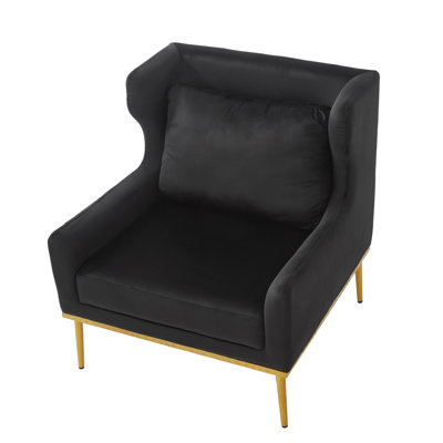 Modern Velvet Accent Chair with Iron Frame & Cushion