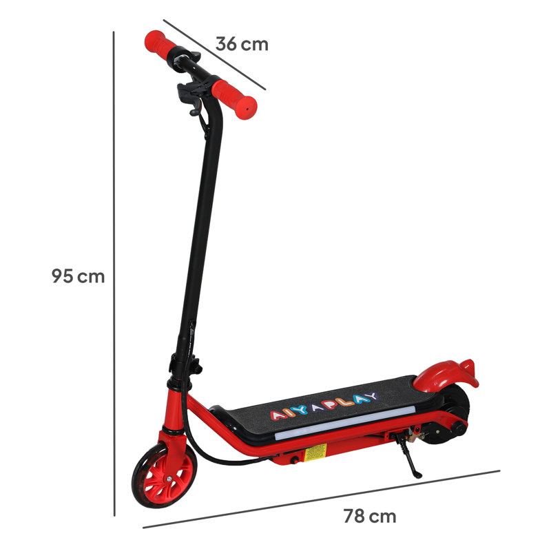 AIYAPLAY Electric Scooter, for 6-14 Years w/ Brakes, Colourful Lights, Red