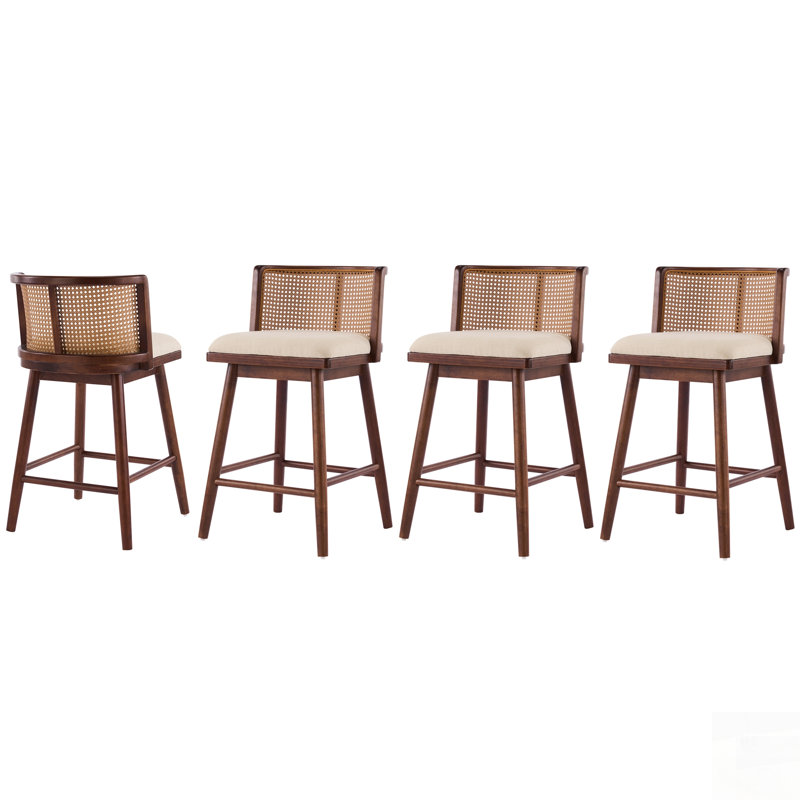Tabouret de bar intérieur rembourré, chaise de bar, ensemble de 4, Noyer foncé, 4
