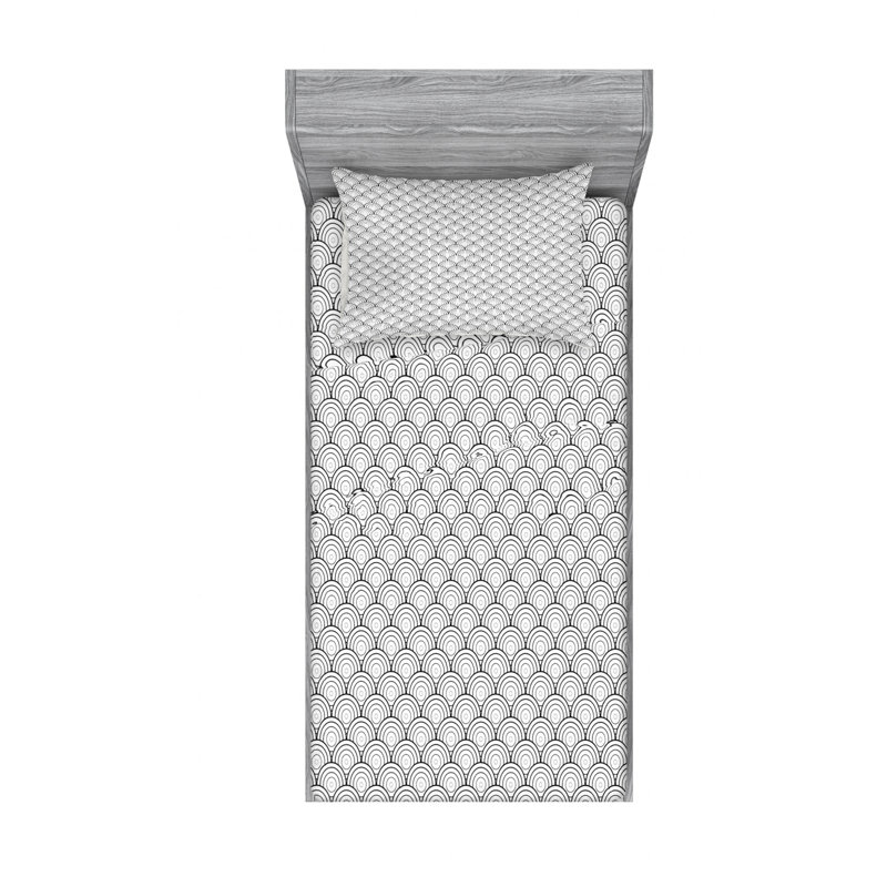 Microfiber Geometric Sheet Set, Twin XL Sheet Set with Fitted Sheet