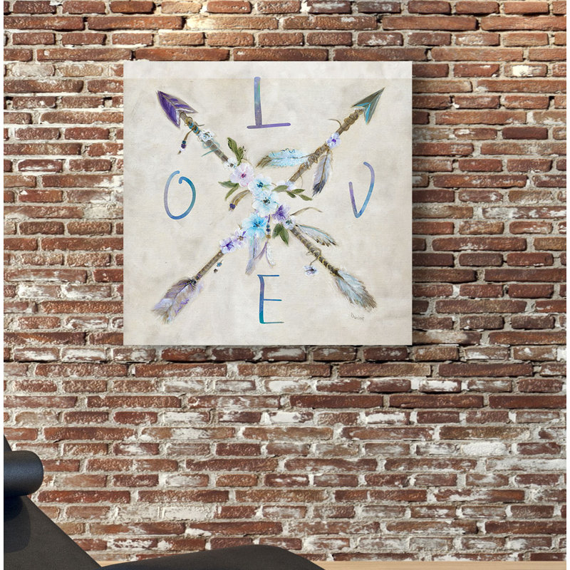 «Boho Arrow Love», peinture sur toile tendue, H 10 po x l 10 po x P 1,5 po