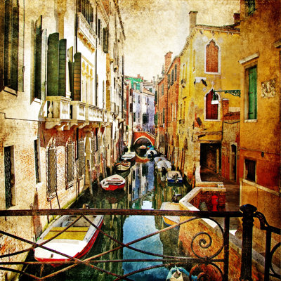 Narrow Streets Of Venice by Freeartist - Wrapped Canvas Print