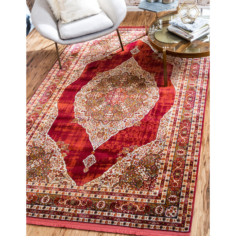 Tapis oriental Folmar, Rectangle 10 pi x 13 pi 1 po, Rouge