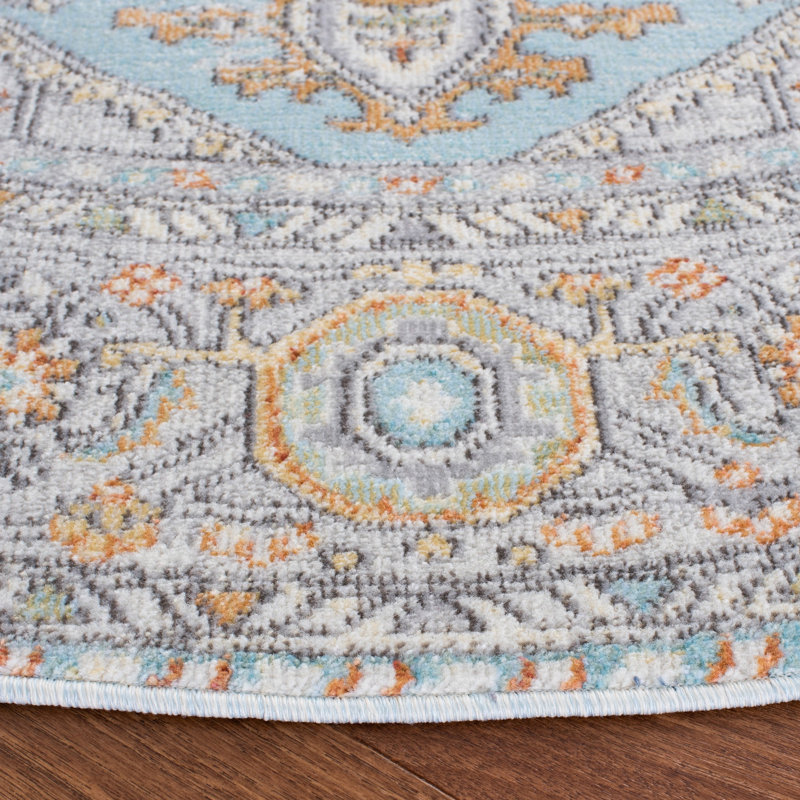 Fetterman Oriental Aqua/Orange Area Rug, Rectangle 3' x 5'