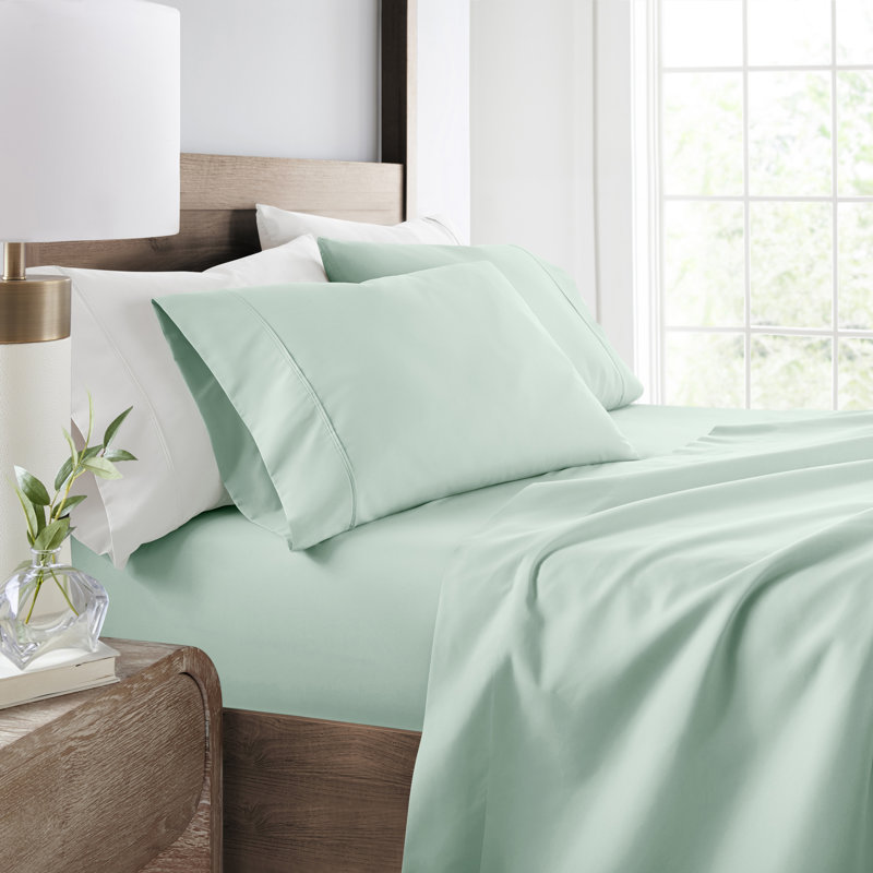 Ensemble de draps 4 pièces Ultra Soft, Ensemble de draps très grand californien avec 2 t, Menthe