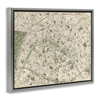 Vintage Map of Paris Floating Frame, design by Phillipa Katz