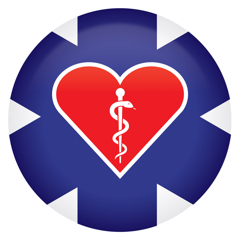 Icône d'étoile médicale avec bouton en forme de cœur