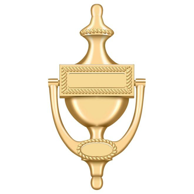 Heurtoir de porte Deltana DKR75CR003, corde victorienne en laiton poli PVD, Laiton poli par dépôt physique en phase vapeur