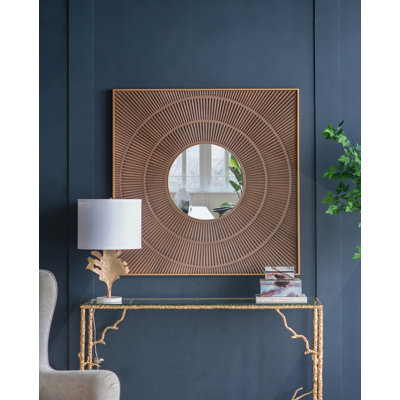 Miroir carré sculpté à motif plissé