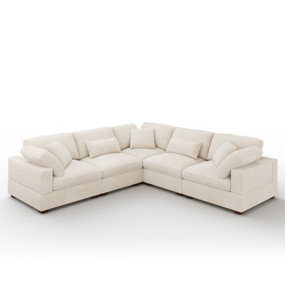 Bouley Modular L-Shaped Upholstered Cloud Sectional Sofa Beige