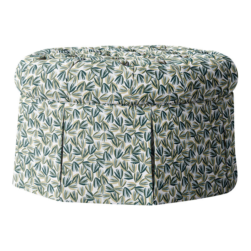 Repose-pieds cocktail capitonné rond 35 po Alma, Perigold Palmetto Verdigris