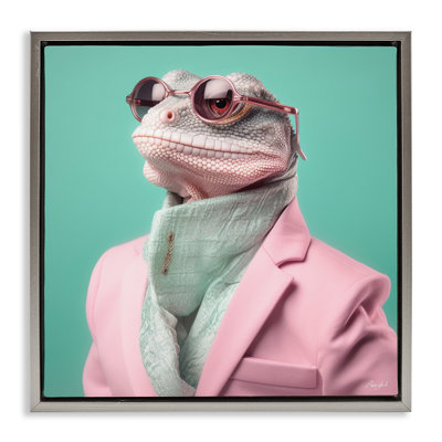 Cadre flottant Hipster Iguana Portrait, design par Roozbeh