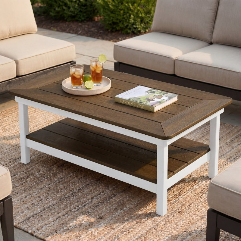 Table basse 44 po x 27 po, blanche, Dark Grey Top/White Base