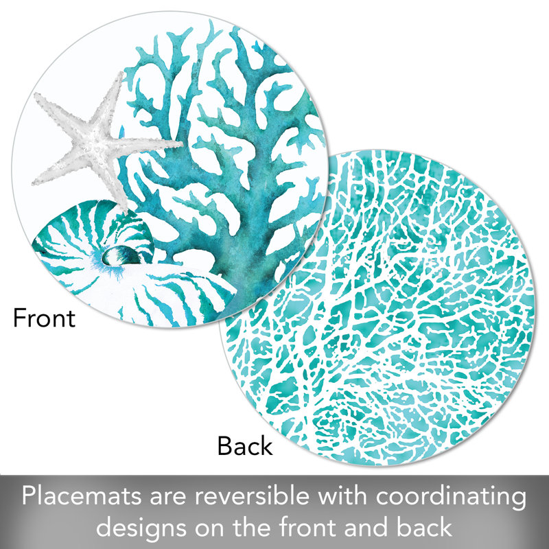 Cublington Coral Life 4 Piece Reversible Placemat Set