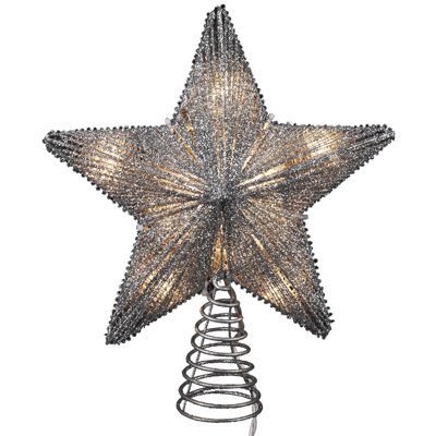 20-Light Silver Star Treetop for Christmas Tree, 10"