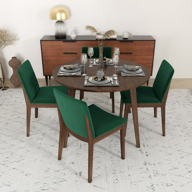 4 - Person Solid Wood Top Four Leg Dining Set, Green