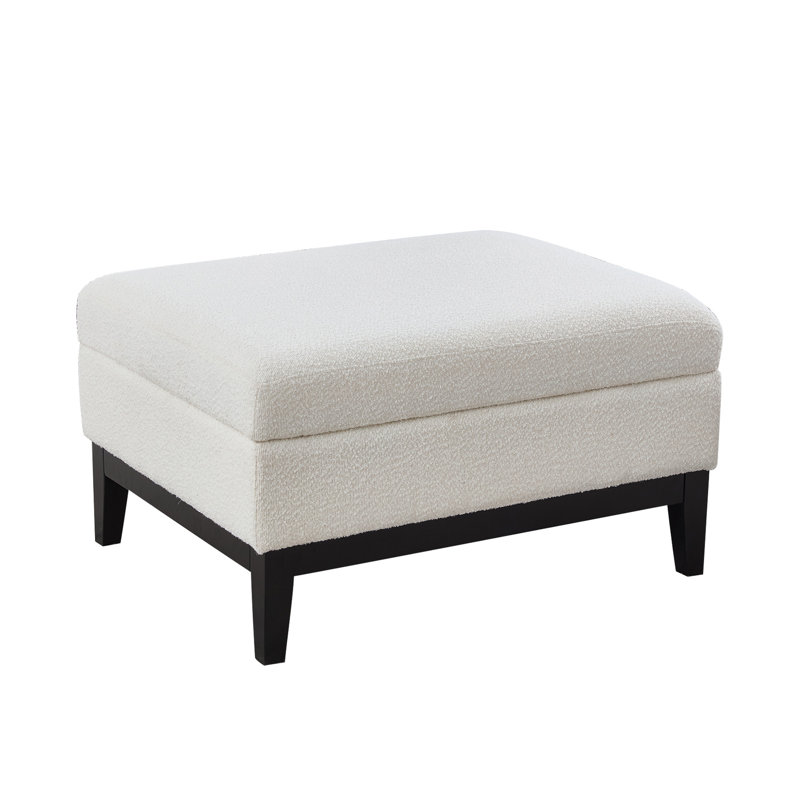 Table basse 34 po avec repose-pieds Boucle, siège réversible, rangement, Noir, Ivoire