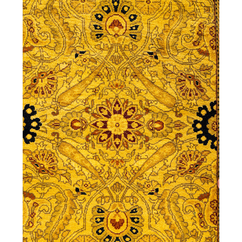 Overdyed Hand-Knotted Wool Modern-Contemporary Gold Runner 2' 7" x 6' 2"