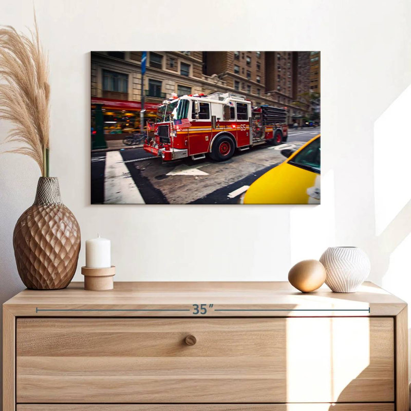 Mehar New York Fire Truck, 16" H x 24" W