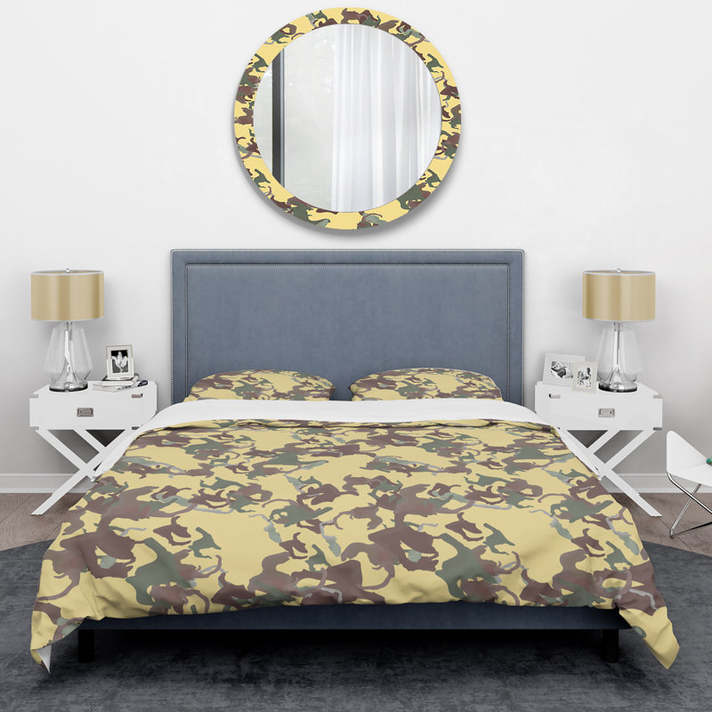 Camouflage jaune tendance - ensemble de housse de couette abstrait - microfibre de polyester
