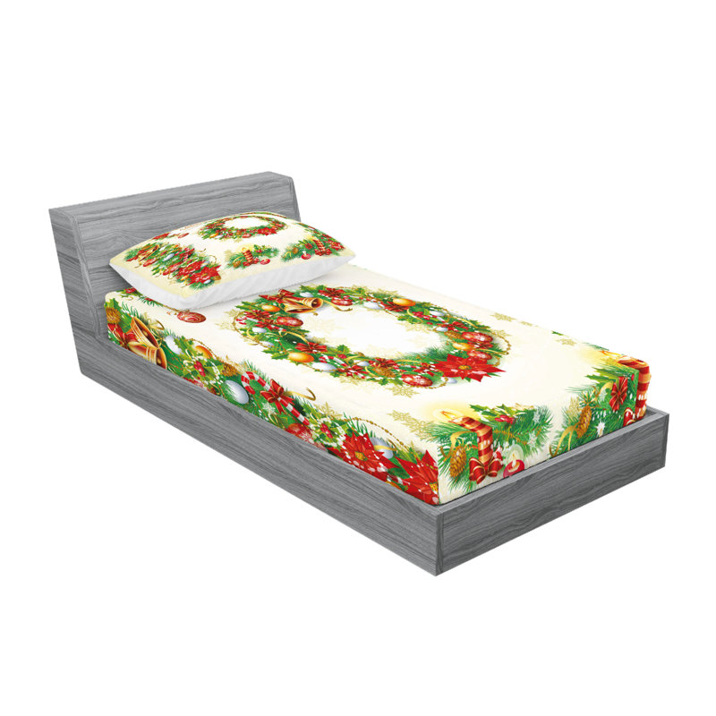 Multicolore drap-housse et coussin décoratif Ambesonne, Ensemble de draps pour lit simple + 3 pièces supp