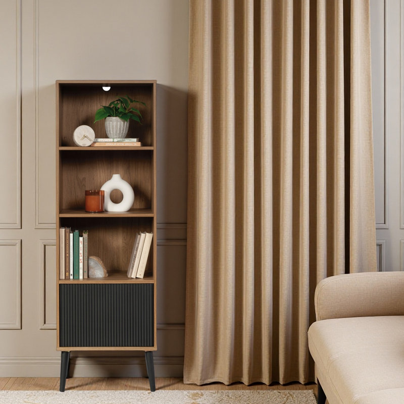 Bookcase With Door, Natural Walnut Finish