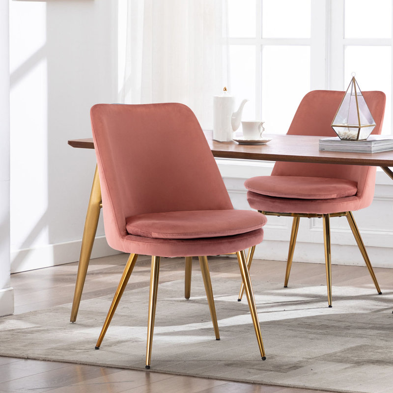 47cm H Velvet Upholstered Side Chair, Pink