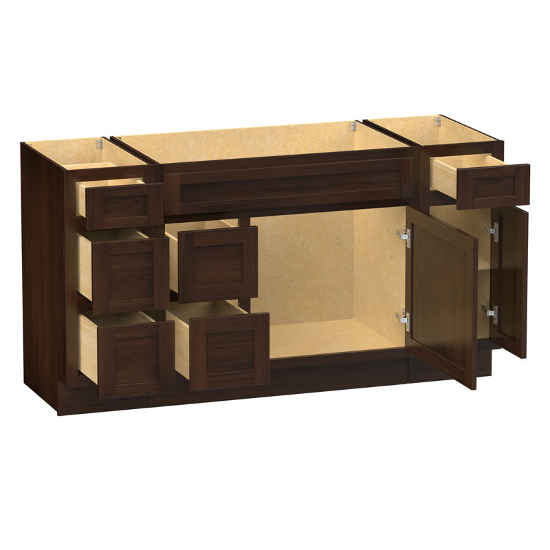 Base de meuble-lavabo simple 60 po seulement, Brun