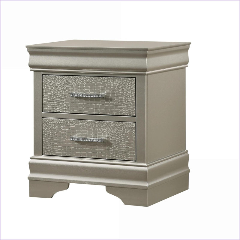 Table de chevet 2 tiroirs Modern Glam, Beige