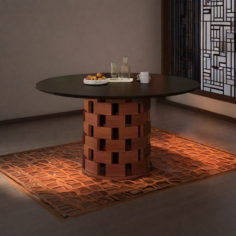 Plateau de table en granit avec base en bloc de chêne, H 29,5 po x L 39,3 po x l 39,3 po